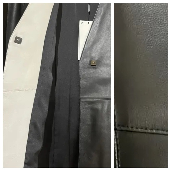 NWT. Massimo Dutti Limited Edition Black Leather Jacket With Drawstring Size XS. - Picture 4 of 13